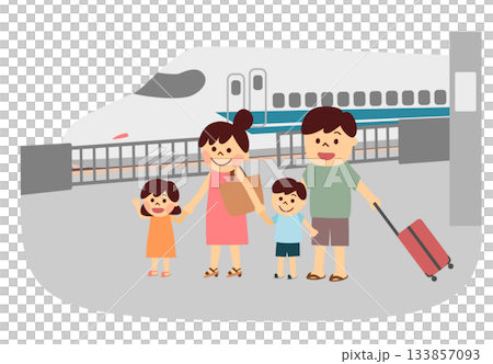 Family traveling by Shinkansen 133857093