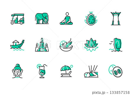 Travel to Thailand - line design style icons 133857158