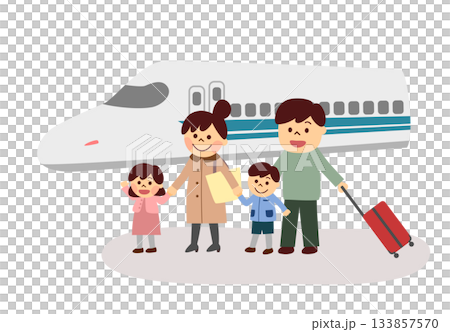 Family traveling by Shinkansen 133857570