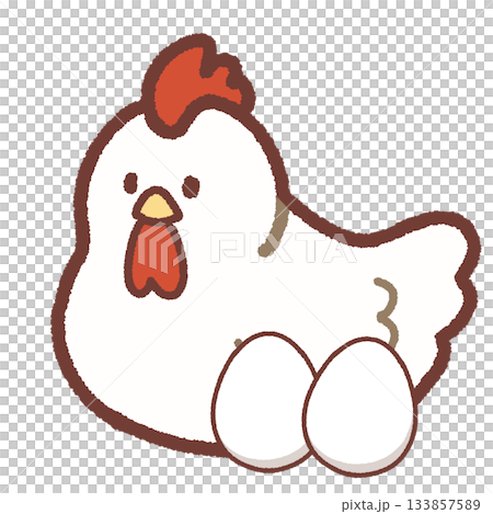 簡單的雞和蛋的插圖（白色） 133857589