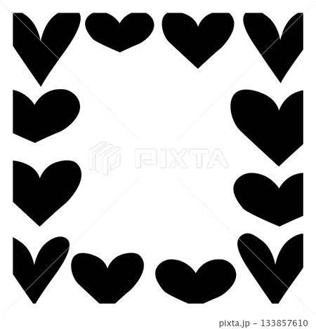 Heart Frame square Valentine's Day. Vector graphic line black and white illustration. For poster, invitation, backdrop, ad, sale promotion, print for t-shirt Heart Frame square Valentine's Day. Vector graphic line black and white illustration. For poster, invitation, backdrop, ad, sale promotion, print for t-shirt 133857610