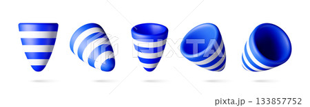 3D Blue and white party cracker or party popper 3D Blue and white party cracker or party popper 133857752