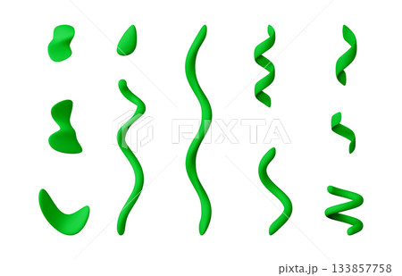 3d render of green abstract confetti shapes 133857758