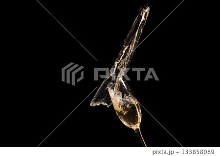 Champagne Splash Freeze Dynamic High Speed Drink Photography Champagne Splash Freeze Dynamic High Speed Drink Photography 133858089