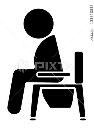 アイコン　ポータブルトイレに座る人物 133858832