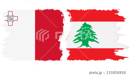 Lebanon and Malta grunge flags connection vector 133858958