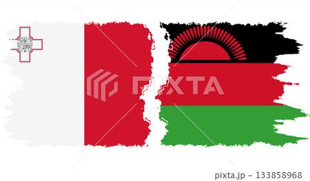 Malawi and Malta grunge flags connection vector 133858968