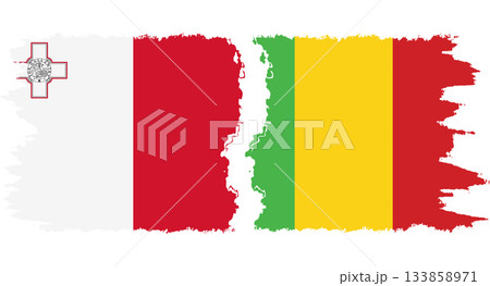 Mali and Malta grunge flags connection vector 133858971