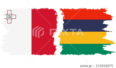 Mauritius and Malta grunge flags connection vector 133858975