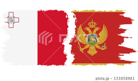 Montenegro and Malta grunge flags connection vector Montenegro and Malta grunge flags connection vector 133858981