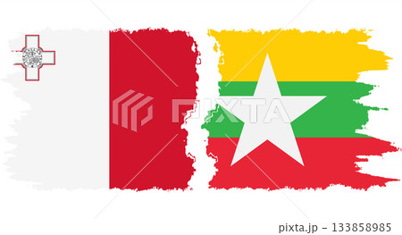 Myanmar and Malta grunge flags connection vector 133858985