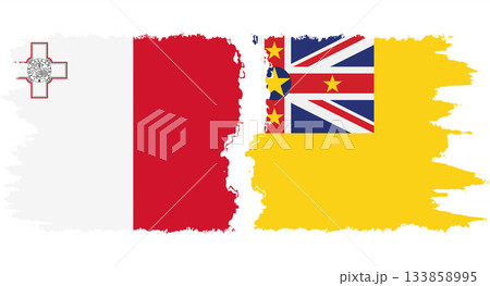 Niue and Malta grunge flags connection vector 133858995
