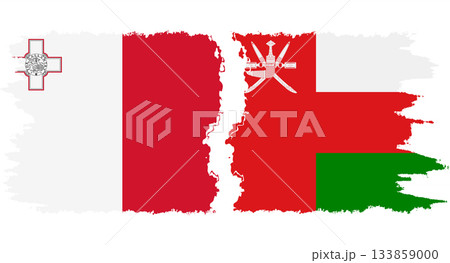Oman and Malta grunge flags connection vector 133859000