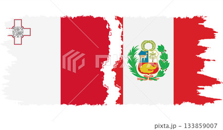 Peru and Malta grunge flags connection vector Peru and Malta grunge flags connection vector 133859007