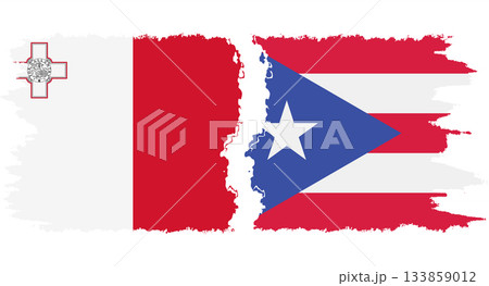 Puerto Rico and Malta grunge flags connection vector 133859012