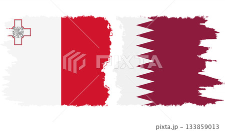 Qatar and Malta grunge flags connection vector 133859013