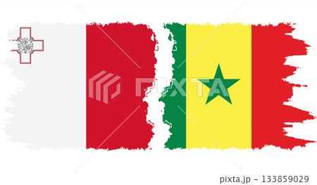 Senegal and Malta grunge flags connection vector 133859029