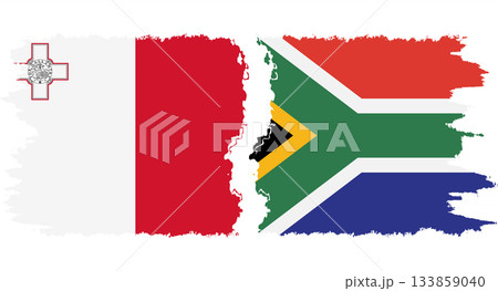 South Africa and Malta grunge flags connection vector 133859040