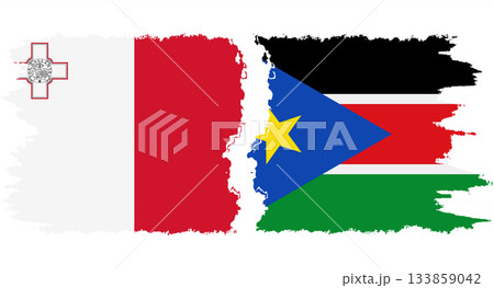 South Sudan and Malta grunge flags connection vector South Sudan and Malta grunge flags connection vector 133859042