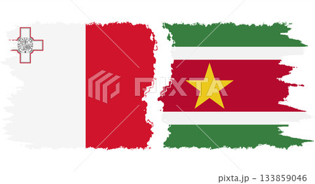 Suriname and Malta grunge flags connection vector Suriname and Malta grunge flags connection vector 133859046