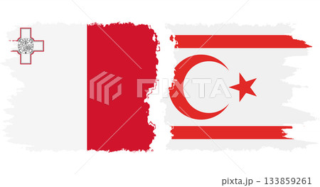 Turkish Republic of Northern Cyprus and Malta grunge flags conne 133859261