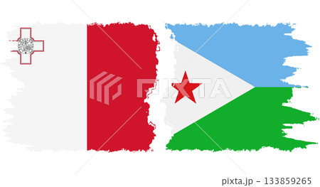 Djibouti and Malta grunge flags connection vector 133859265