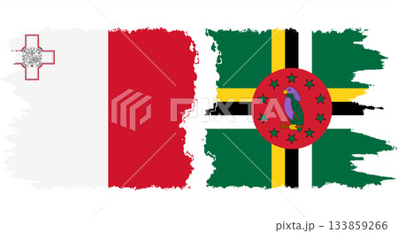 Dominica and Malta grunge flags connection vector Dominica and Malta grunge flags connection vector 133859266