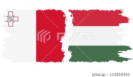 Hungary and Malta grunge flags connection vector 133859302