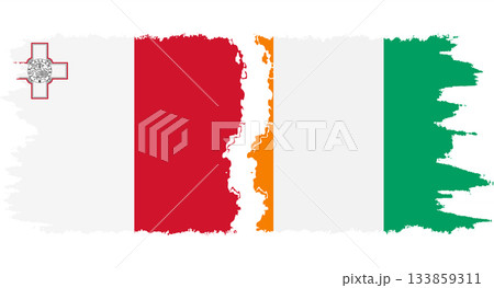 Ivory Coast and Malta grunge flags connection vector Ivory Coast and Malta grunge flags connection vector 133859311