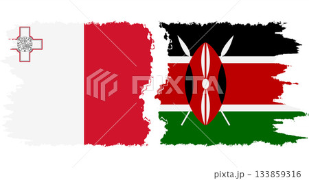 Kenya and Malta grunge flags connection vector 133859316