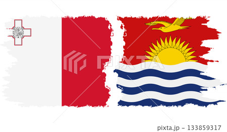 Kiribati and Malta grunge flags connection vector 133859317