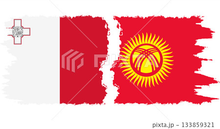 Kyrgyzstan and Malta grunge flags connection vector Kyrgyzstan and Malta grunge flags connection vector 133859321