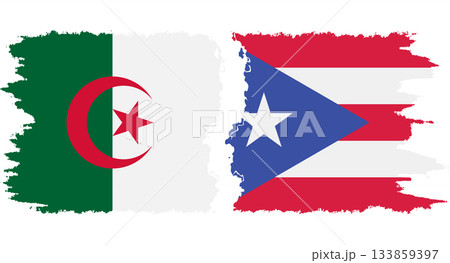 Puerto Rico and Algeria grunge flags connection vector 133859397