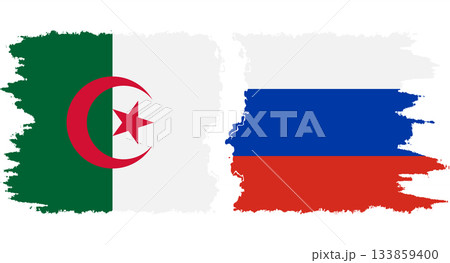 Russia and Algeria grunge flags connection vector 133859400