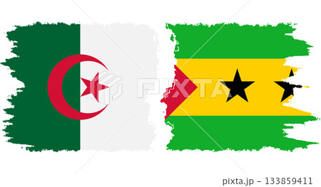 Sao Tome and Principe and Algeria grunge flags connection vector Sao Tome and Principe and Algeria grunge flags connection vector 133859411