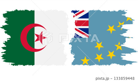 Tuvalu and Algeria grunge flags connection vector 133859448
