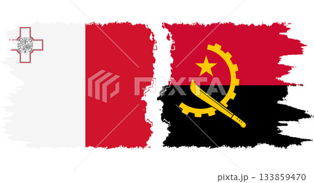 Angola and Malta grunge flags connection vector 133859470