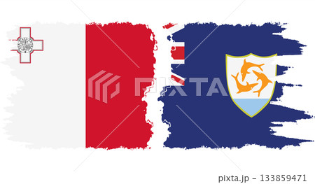 Anguilla and Malta grunge flags connection vector 133859471