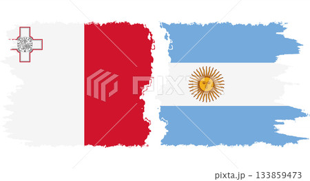 Argentina and Malta grunge flags connection vector 133859473