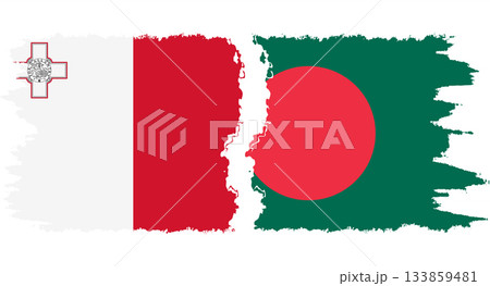 Bangladesh and Malta grunge flags connection vector 133859481