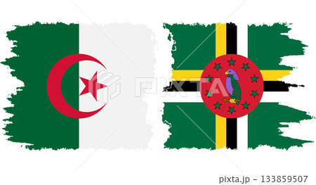 Dominica and Algeria grunge flags connection vector Dominica and Algeria grunge flags connection vector 133859507