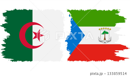 Equatorial Guinea and Algeria grunge flags connection vector 133859514