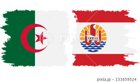 French Polynesia and Algeria grunge flags connection vector 133859524