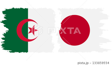 Japan and Algeria grunge flags connection vector 133859554
