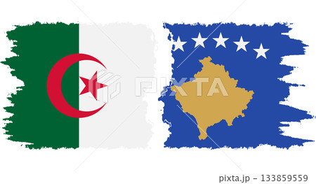 Kosovo and Algeria grunge flags connection vector 133859559