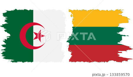 Lithuania and Algeria grunge flags connection vector Lithuania and Algeria grunge flags connection vector 133859570