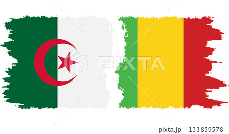 Mali and Algeria grunge flags connection vector Mali and Algeria grunge flags connection vector 133859578