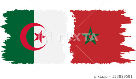 Morocco and Algeria grunge flags connection vector 133859591