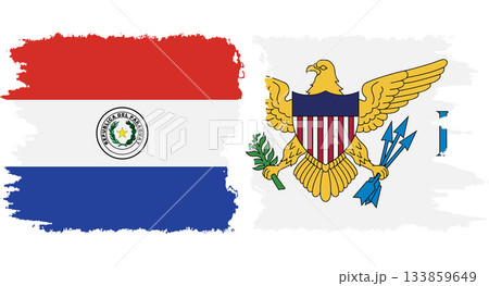 United States Virgin Islands and Paraguay grunge flags connection vector United States Virgin Islands and Paraguay grunge flags connection vector 133859649