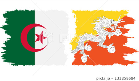 Bhutan and Algeria grunge flags connection vector 133859684